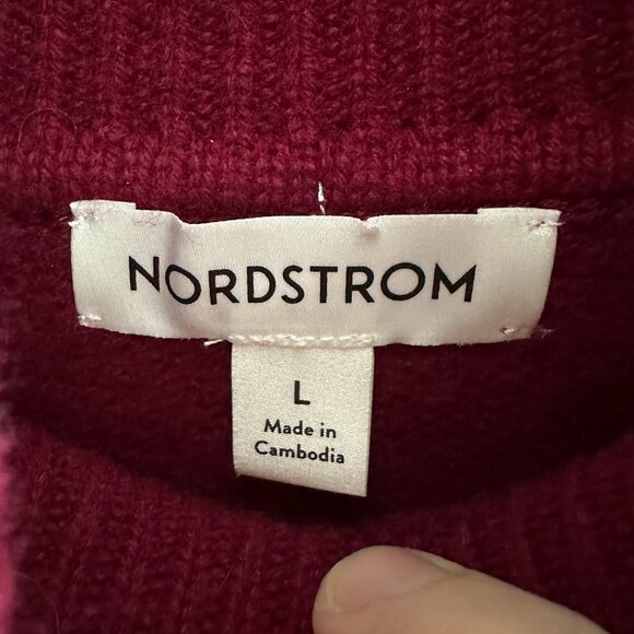 Nordstrom Wool & Cashmere Turtleneck Sweater Burgundy Large NEW - Picture 4 of 11